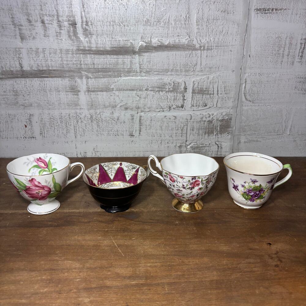Vintage Porcelain Teacup Set Of 4 #5